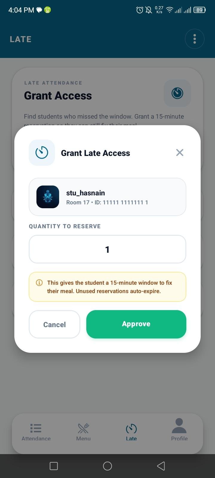 Late Attendance Access