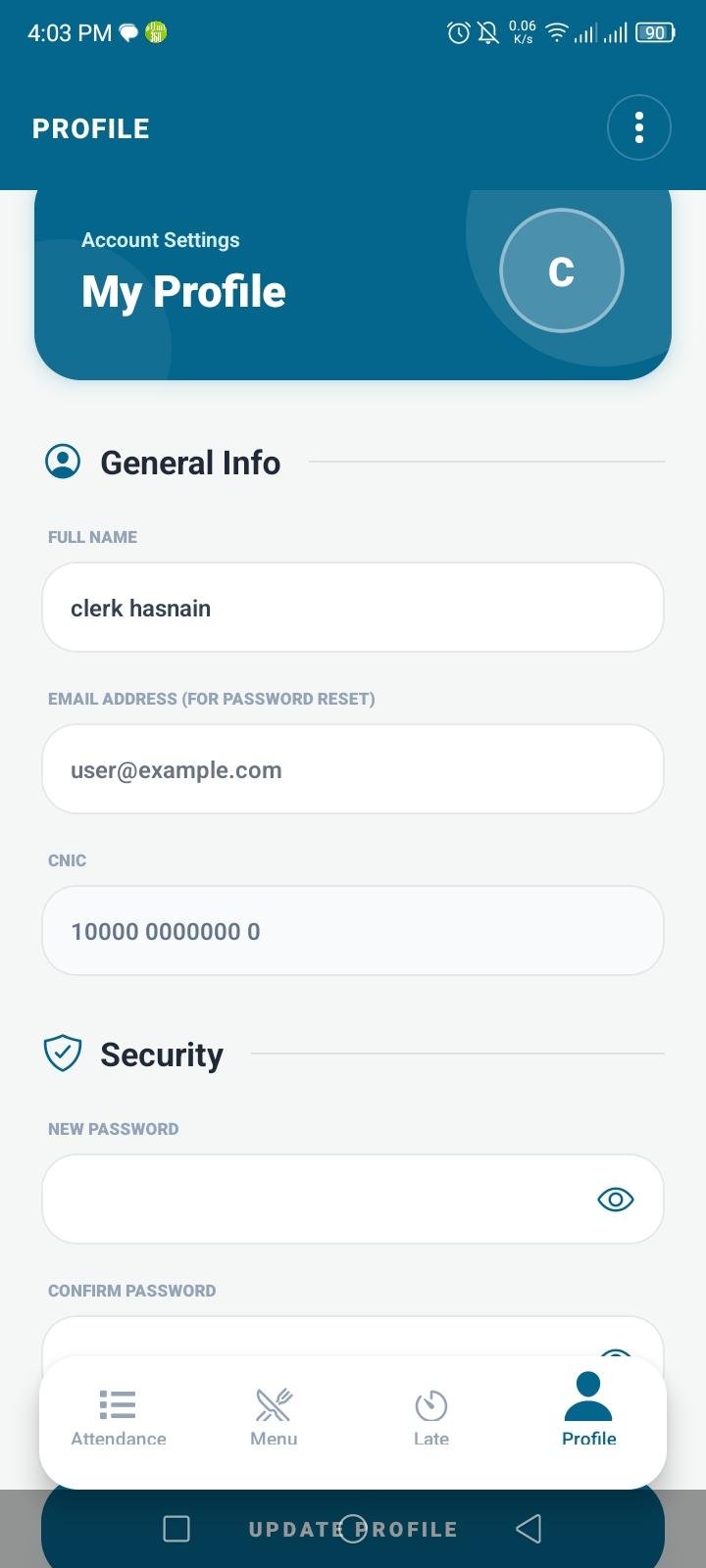 Clerk Profile Settings